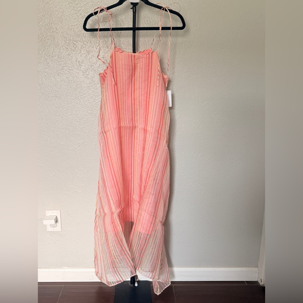 Joie Pink Striped High Low Trapeze Dress